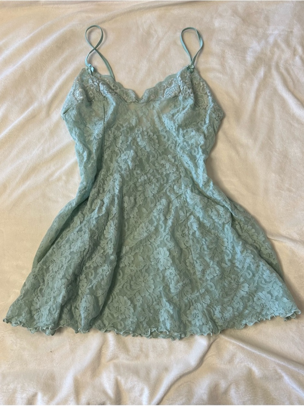 blue/green lace slip dress!